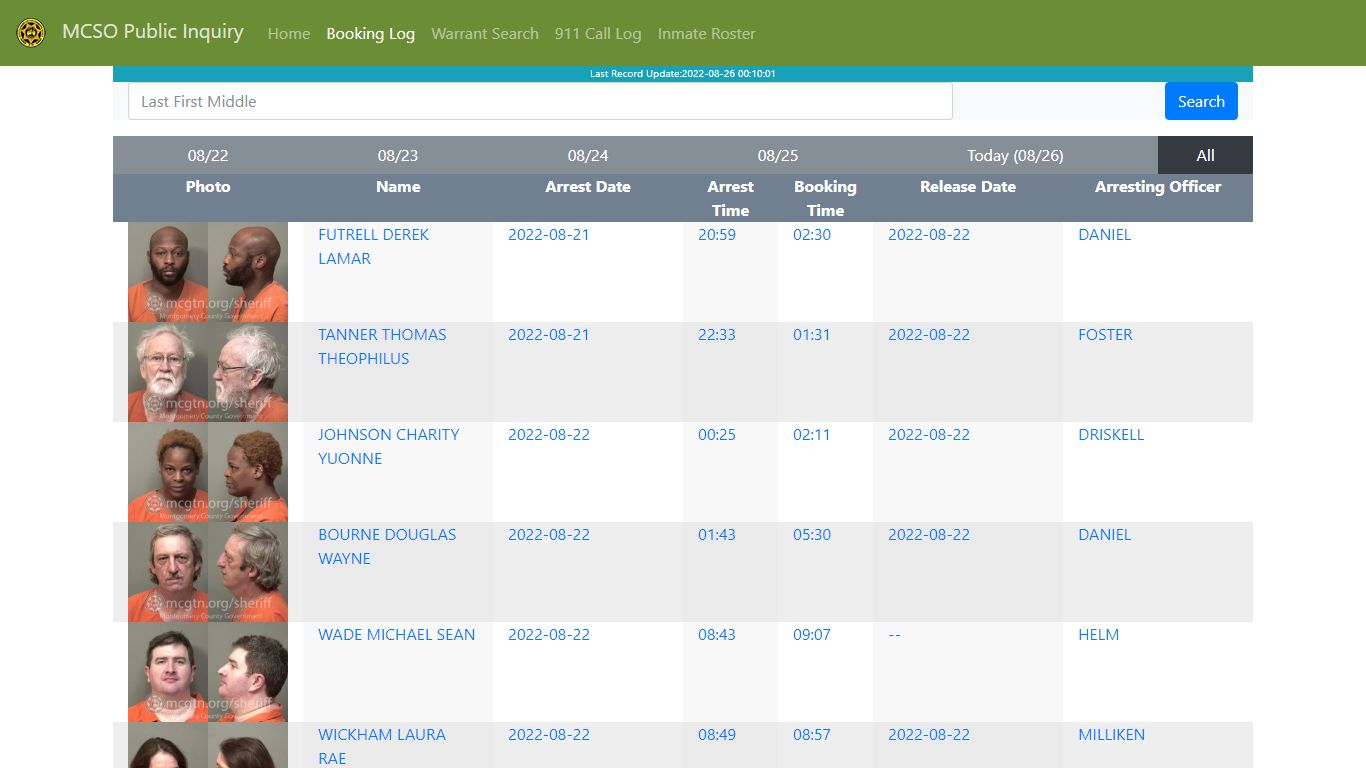 MCSO Public Inquiry: Booking Log - api.mcgtn.org